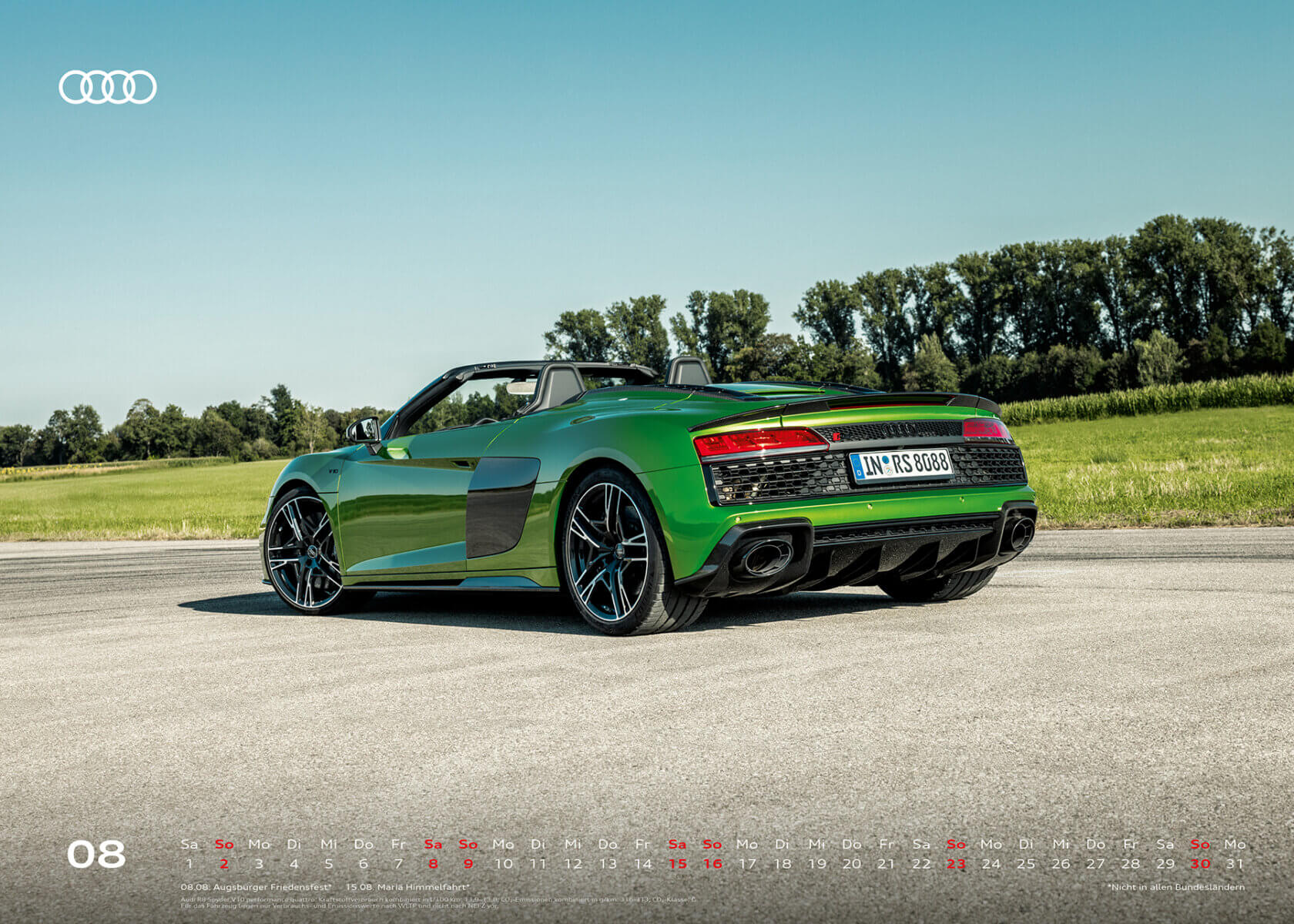 Audi Kalender 2026, XXL - Audi R8 Spyder performance