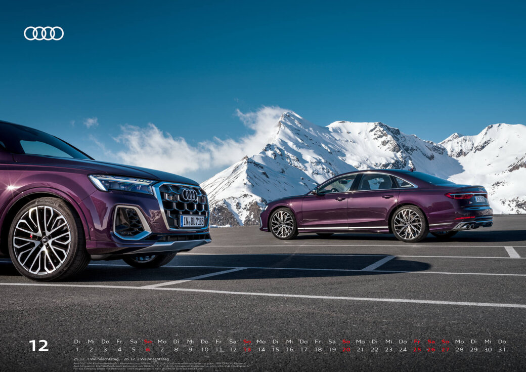 Audi Kalender 2026, XXL - Audi SQ7 SUV + Audi S8 quattro