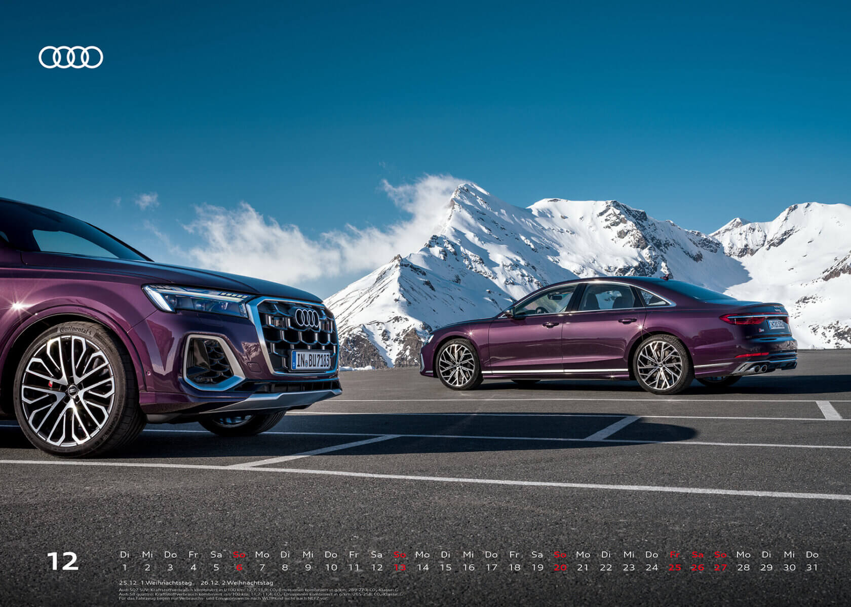 Audi Kalender 2026, XXL - Audi SQ7 SUV + Audi S8 quattro