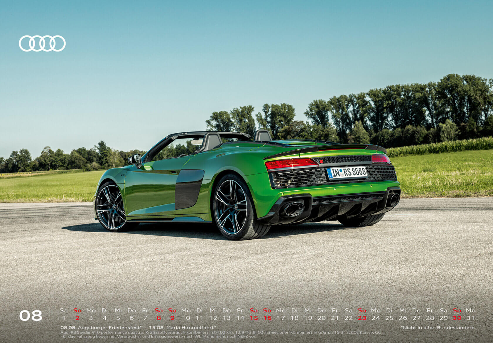 Audi Tischkalender 2026, August
