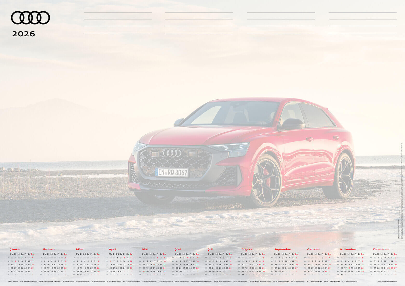 Audi Schreibtischunterlage 2026, Audi RS Q8 SUV performance