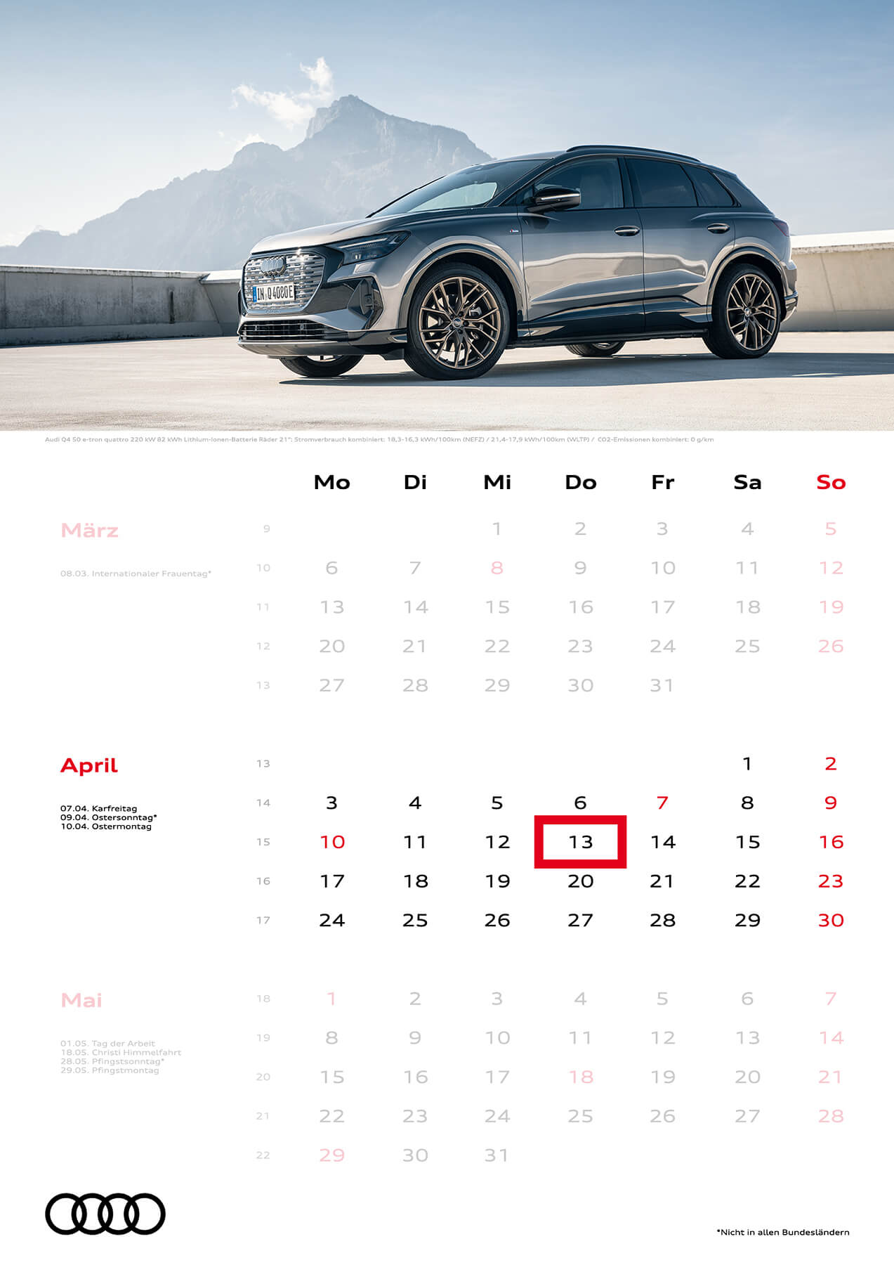 Audi 3-Monatskalender 2023 A3 April