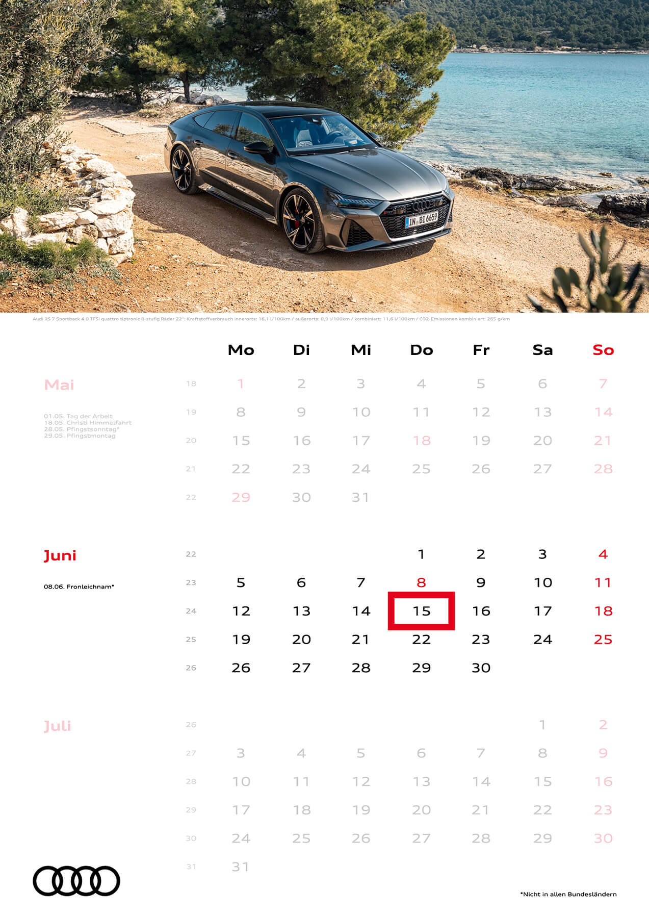Audi 3-Monatskalender 2023 A3 Juni