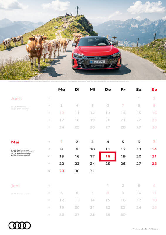 Audi 3-Monatskalender 2023 A3 Mai