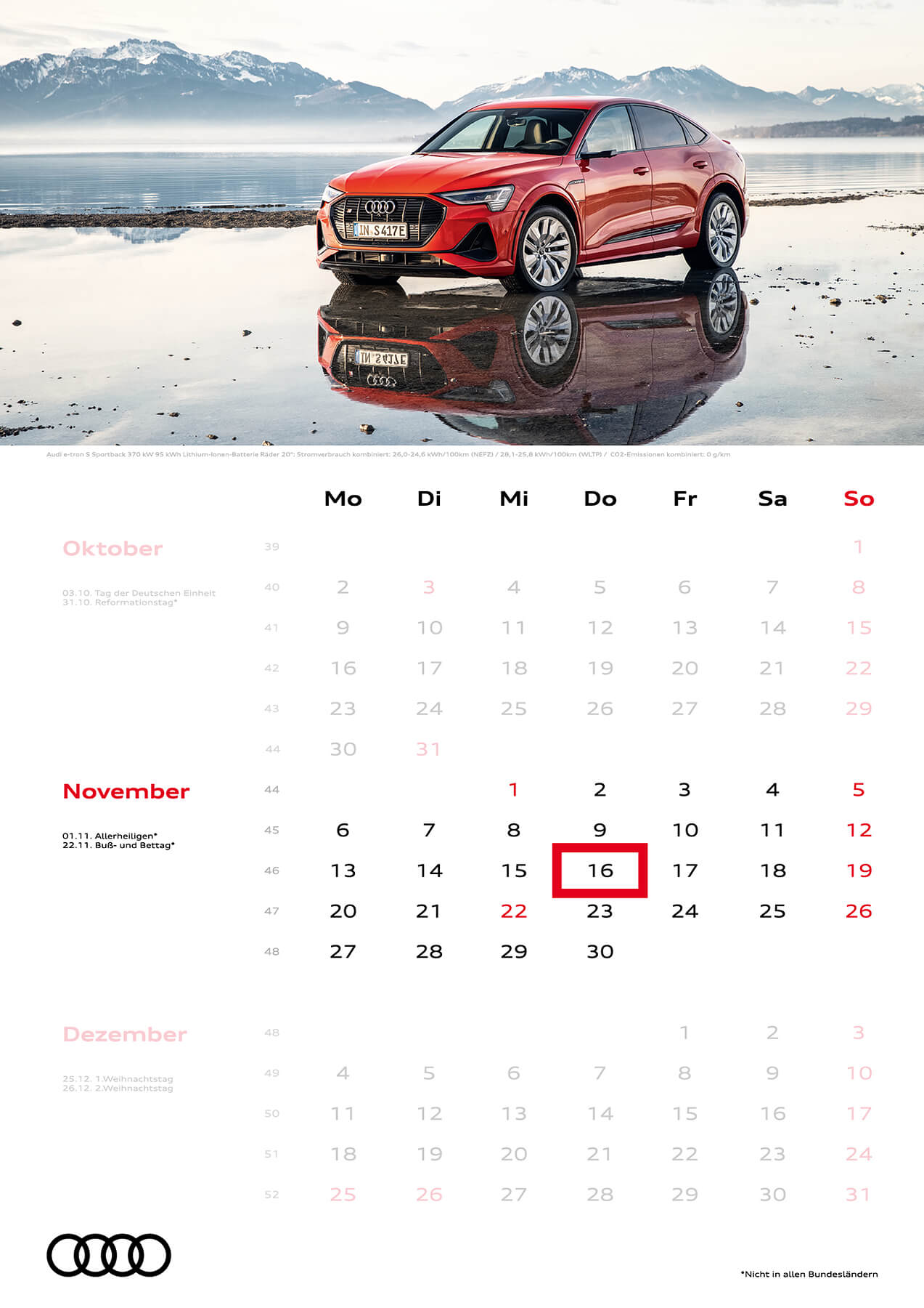 Audi 3-Monatskalender 2023 A3 November
