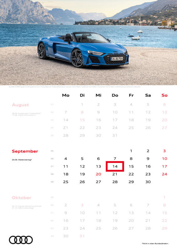 Audi 3-Monatskalender 2023 A3 September