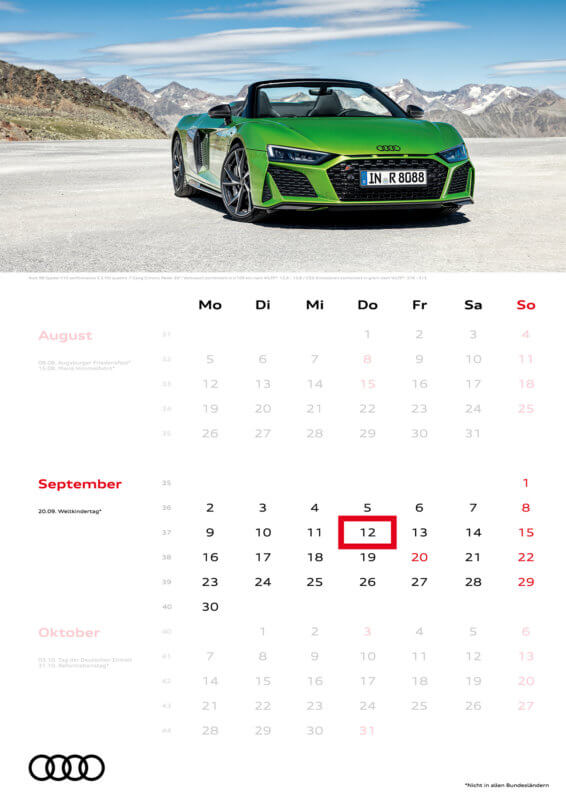 Audi 3-Monatskalender 2024 A3 September
