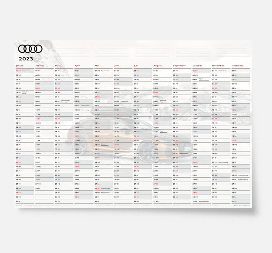 Audi Jahresplaner 2023 DIN A1