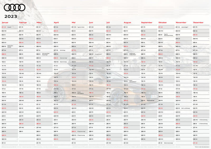 Audi Jahresplaner 2023 DIN A1