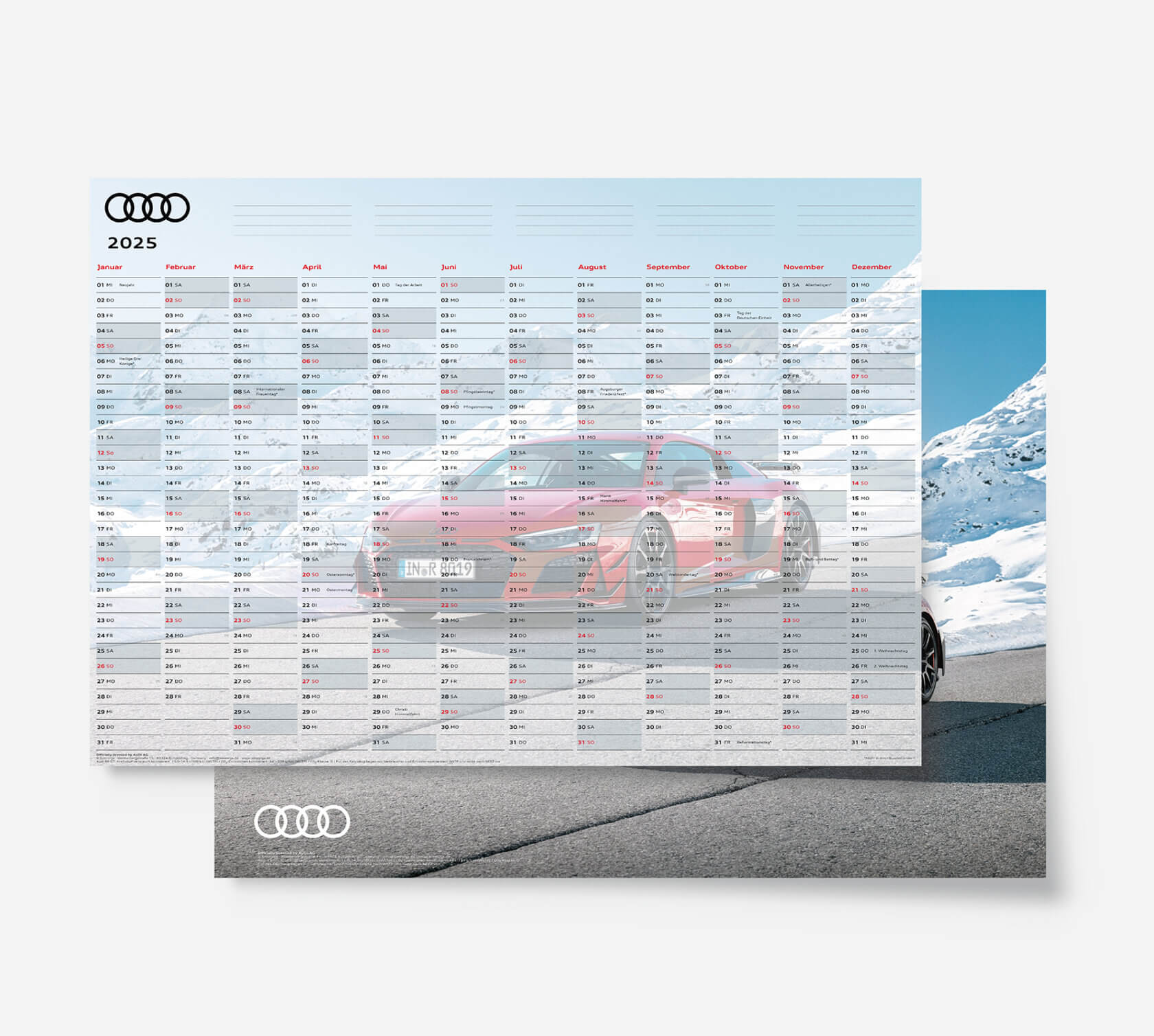 Audi Jahresplaner 2025 mit Poster