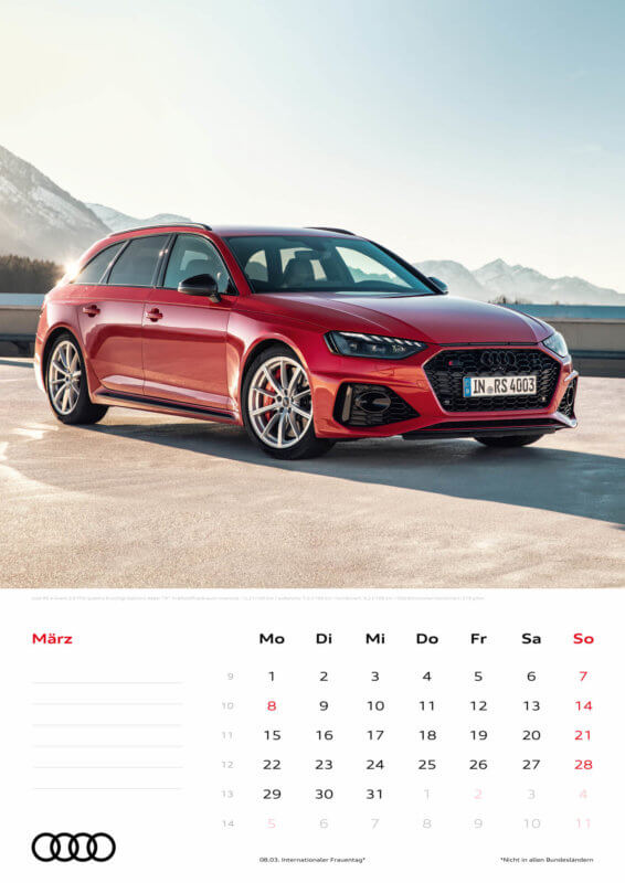 Audi Kalender 2021 - DIN A3 / Audi RS4 Avant