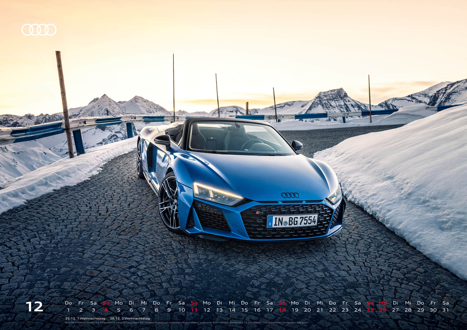 Audi Drei-Monats-Kalender 2022 Wandkalender Fotokalender Calender Bürokalender 