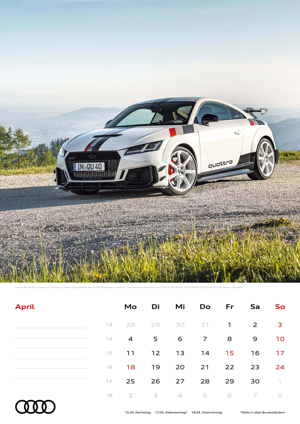Audi Kalender 2022 A3 April