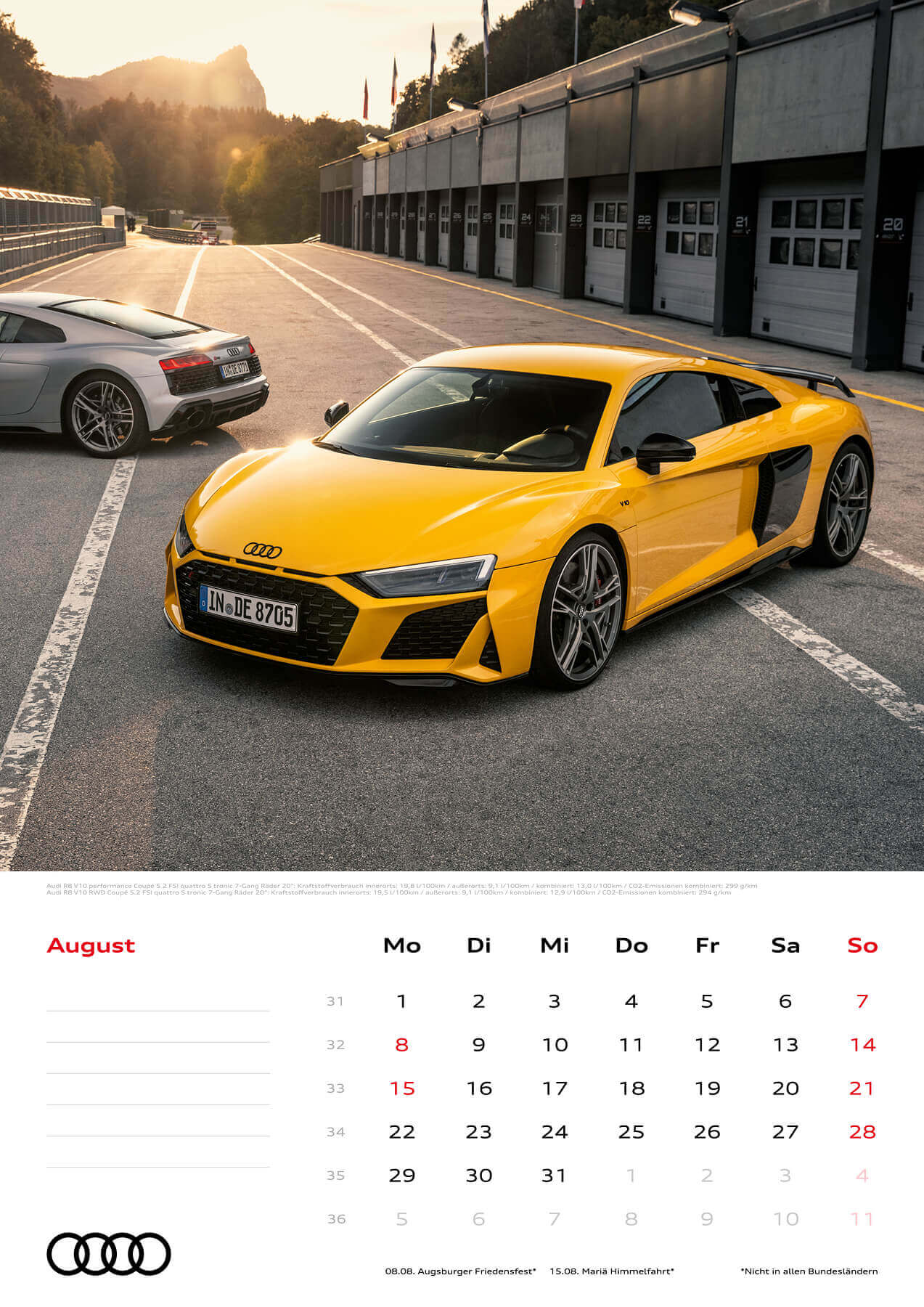 Audi Kalender 2022 A3 August