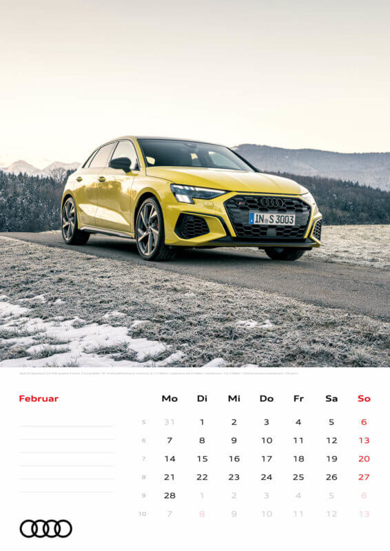 Audi Kalender 2022 A3 Februar