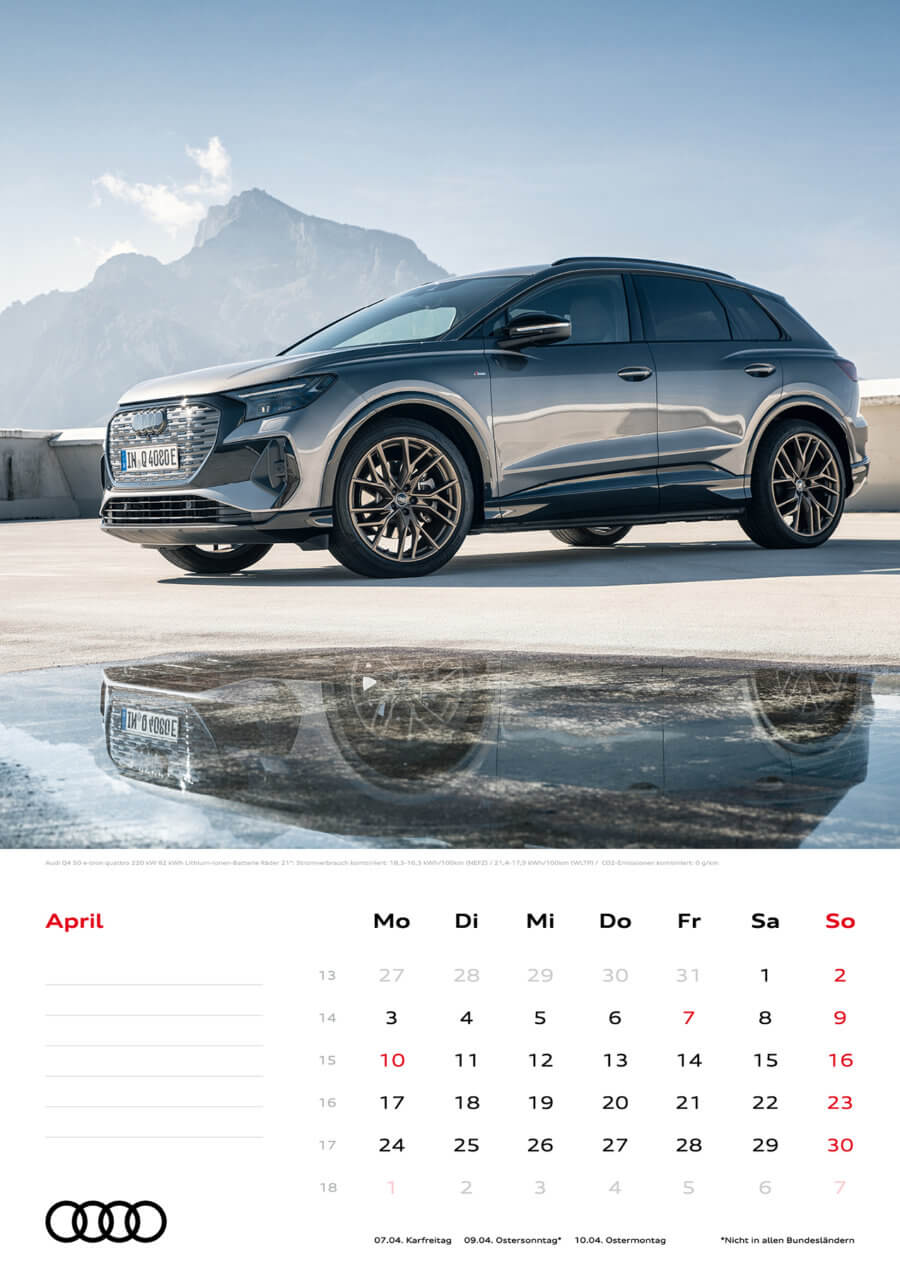 Audi Kalender 2023, DIN A3 - Officially licensed by AUDI AG