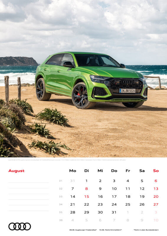 Audi Wandkalender 2023 A3 August
