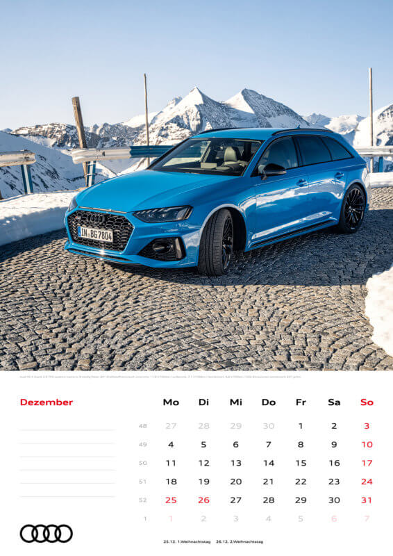 Audi Wandkalender 2023 A3 Dezember