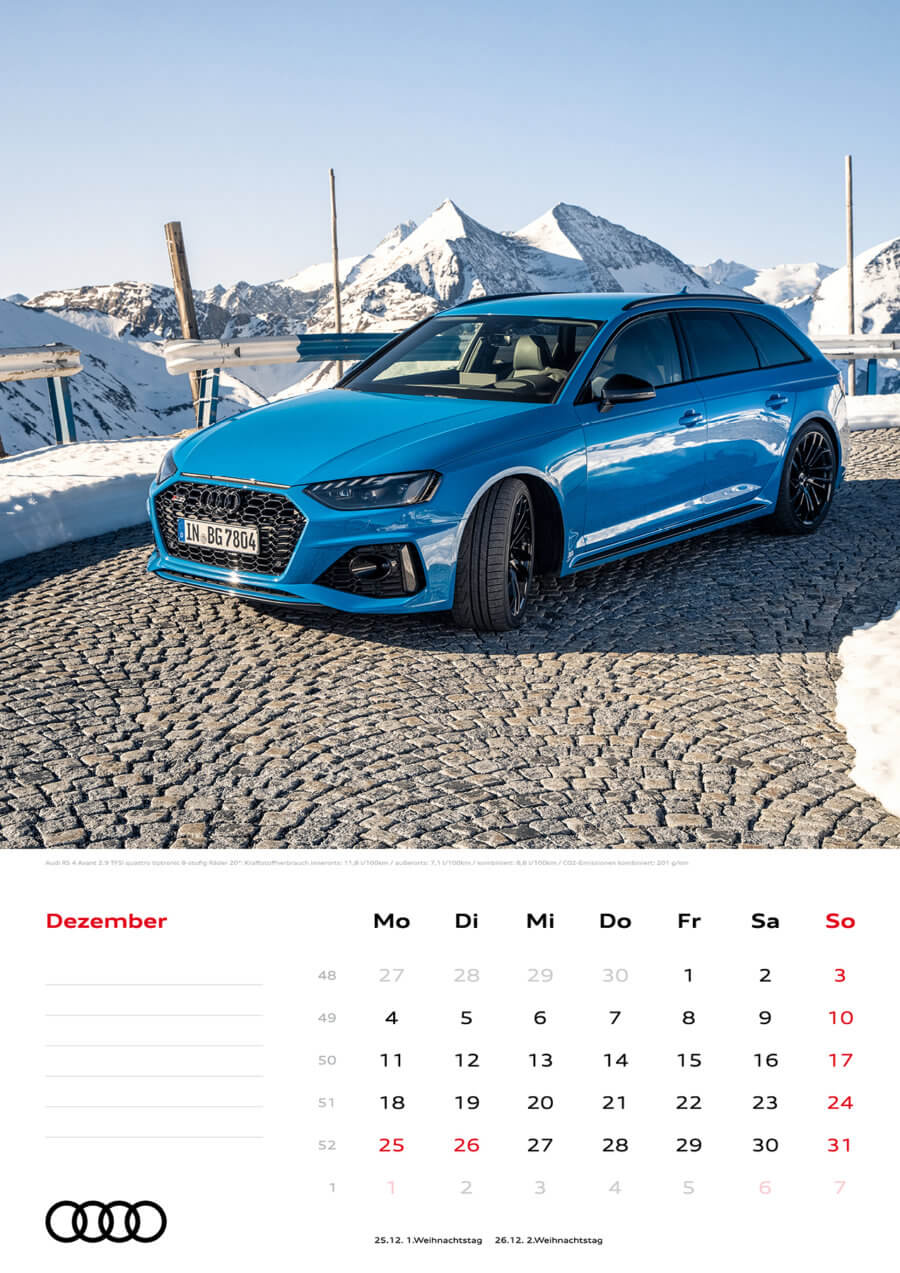 Audi Kalender 2023, DIN A3 - Officially licensed by AUDI AG