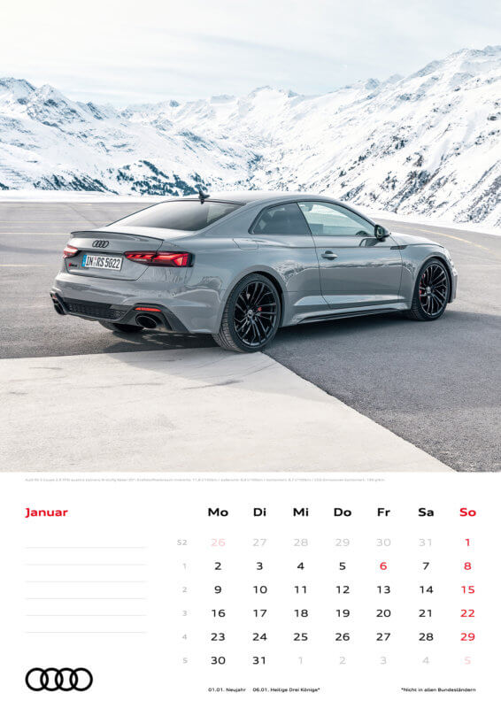 Audi Wandkalender 2023 A3 Januar