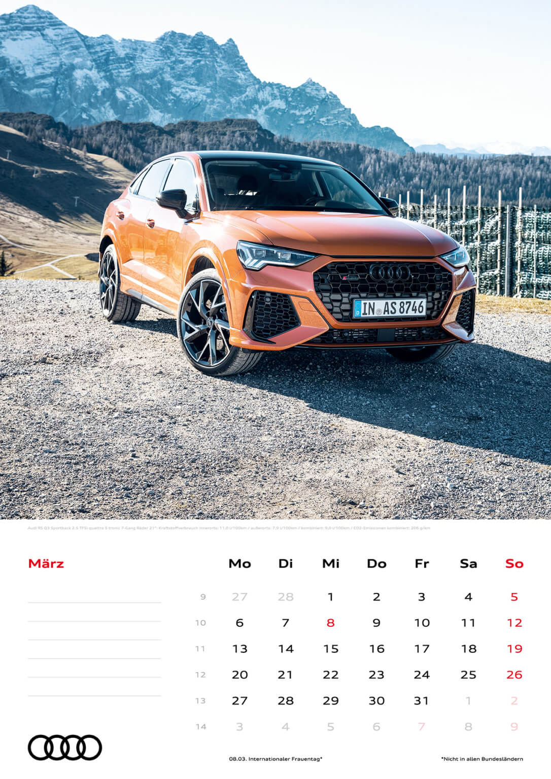 Audi Kalender 2023, DIN A3 Officially licensed by AUDI AG