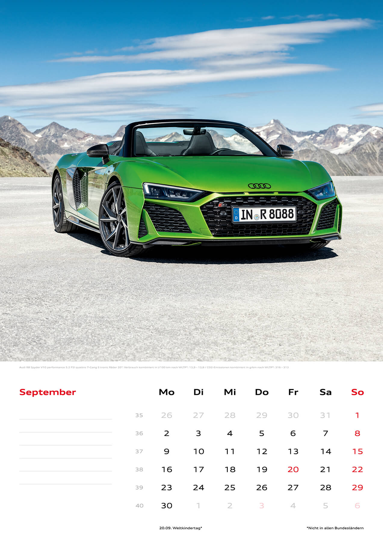 Audi Kalender 2024 DIN A3 - September