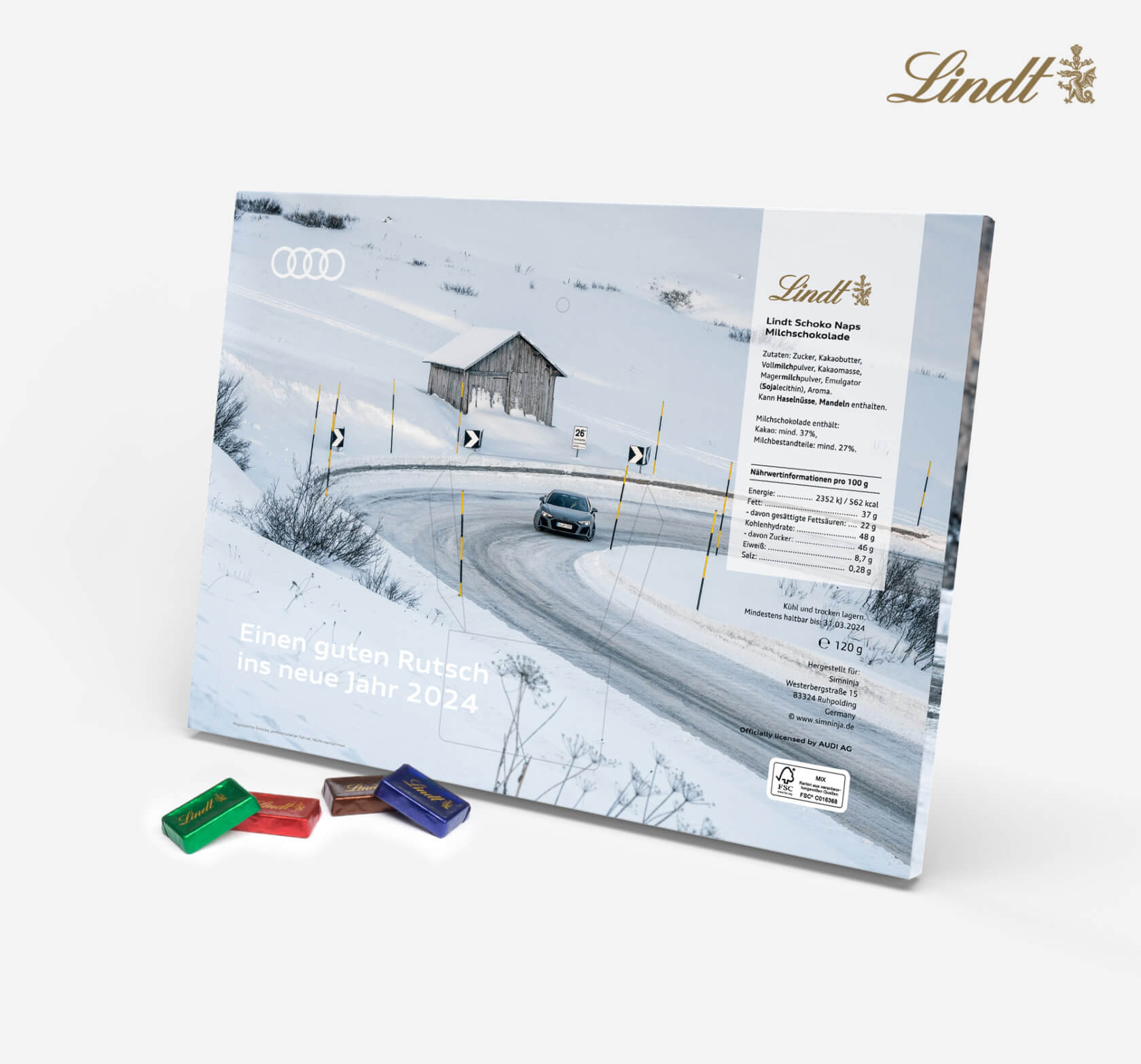 Audi Adventskalender mit Lindt Schokolade | Rückseite