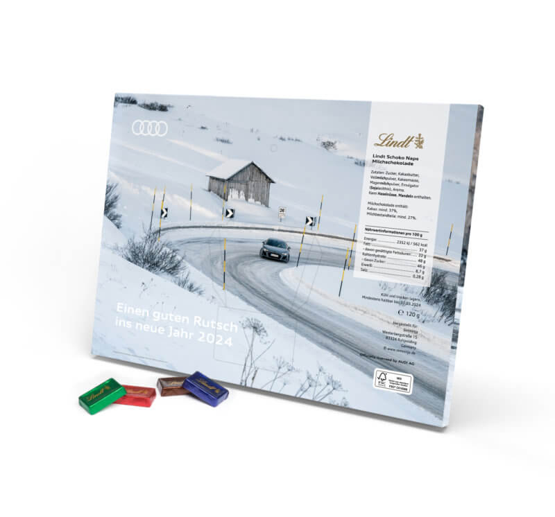 Audi Adventskalender mit Lindt Schokolade | Rückseite