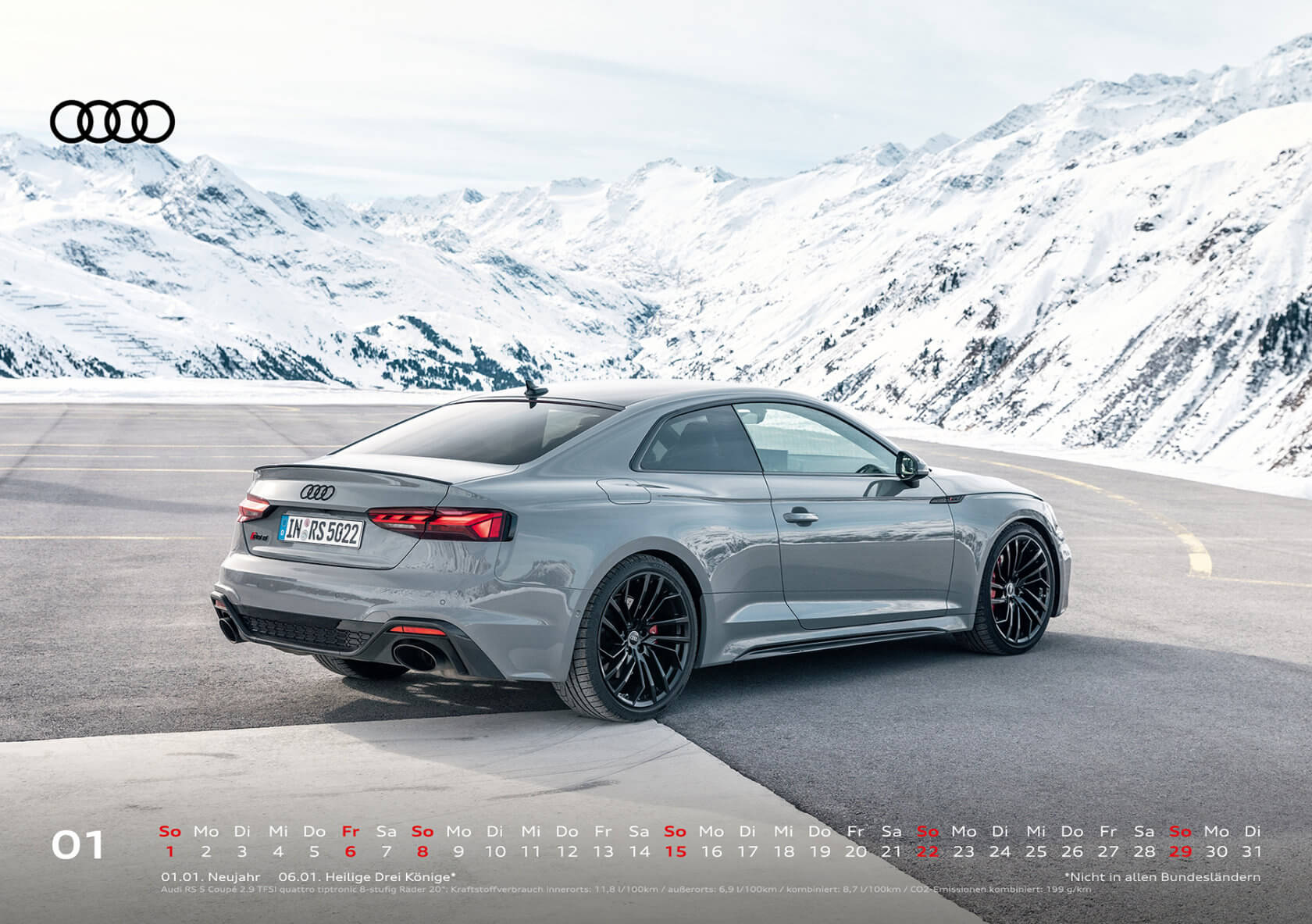 Audi Tischkalender 2023 DIN A5 Januar